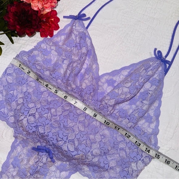 Vintage 90s Purple Lavender Lilac Teddy Intimates Sleepwear Sheer Lace Bodysuit - Picture 7 of 9